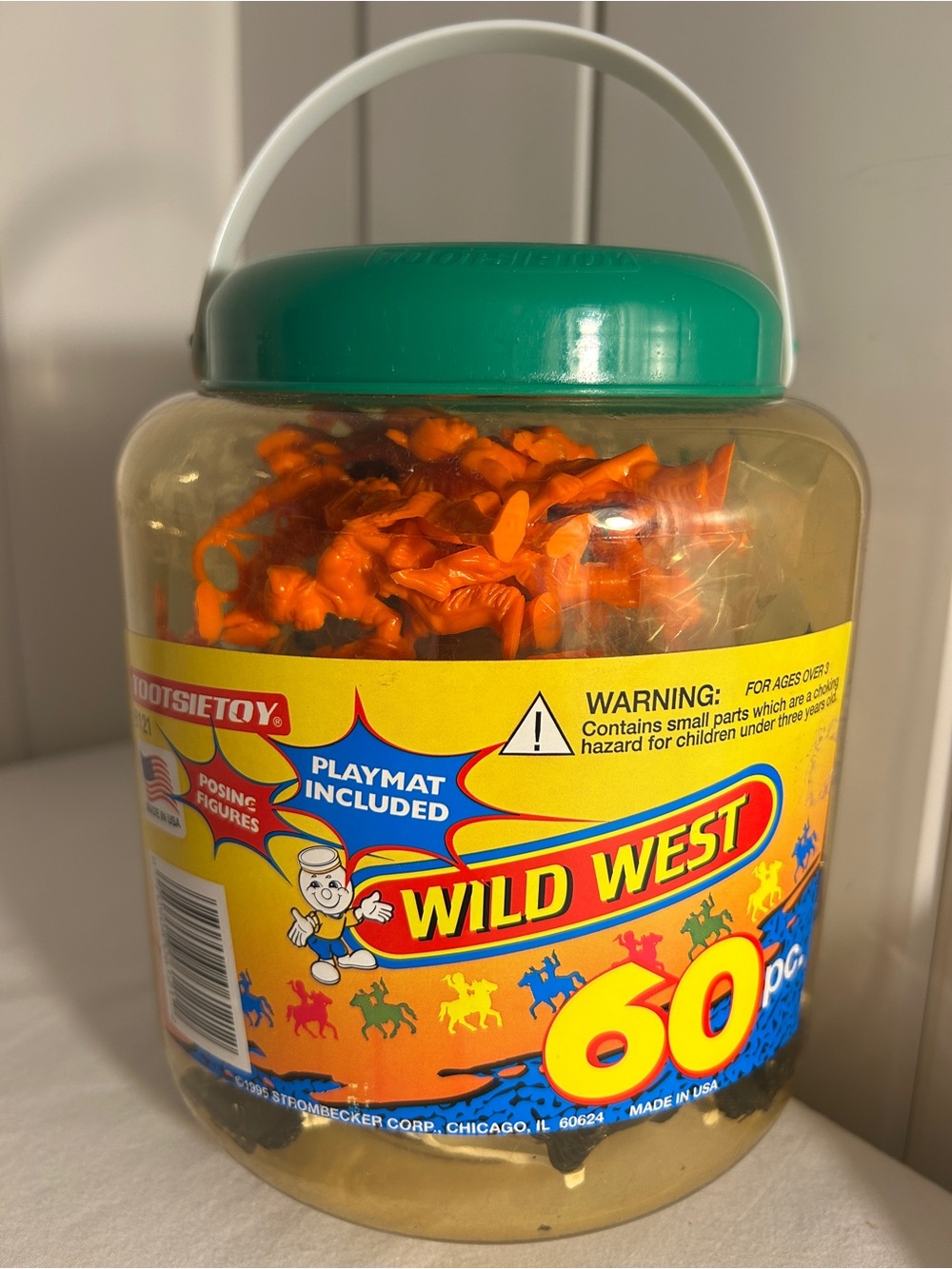 vintage 90s tootsietoy wild west playset 59 pieces tub bucket strombecker